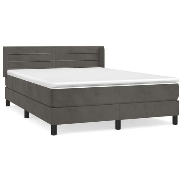 Ramsäng med madrass mörkgrå 140x190 cm sammet