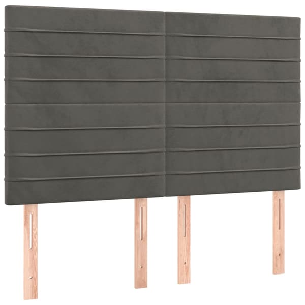 Sänggavel LED mörkgrå 144x5x118/128 cm sammet