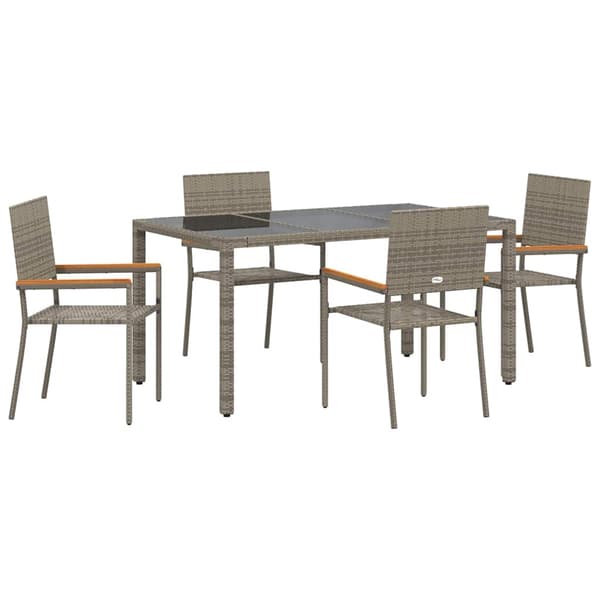 Trädgårdsmöbelset 5 pcs Grå konstrotting