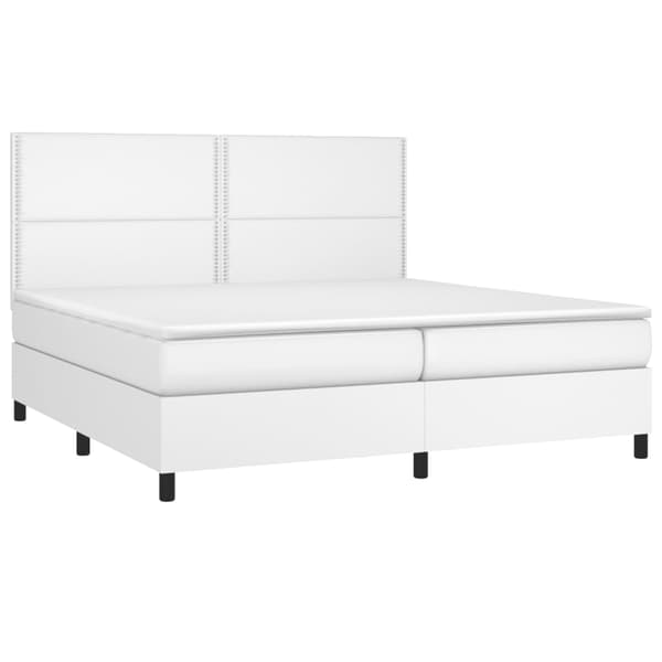 Ramsäng med madrass vit 200x200 cm konstläder