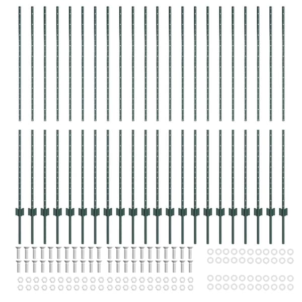 Stängselstolpe 22 pcs Grön 200 cm Stål
