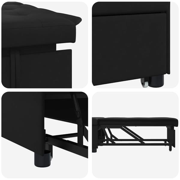 Pull Out Sofa Bed Svart 194 x 67 x 82 cm Mikrofiber