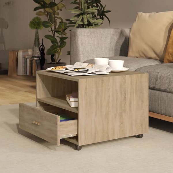 Soffbord sonoma-ek 55x55x40 cm konstruerat trä