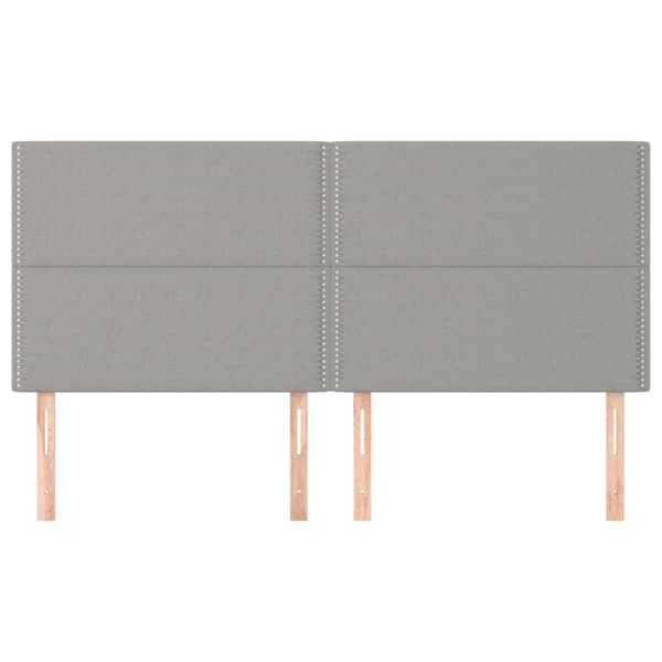 Sänggavel ljusgrå 200x5x118/128 cm tyg