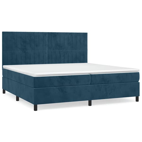 Ramsäng med madrass mörkblå 200x200 cm sammet