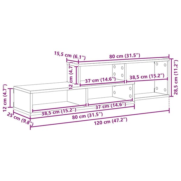 VäggTV-stativ 120x25x28,5cm Konstruerat trä