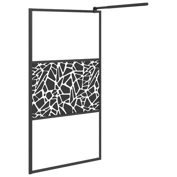 Duschvägg 100x195cm ESG-glas med stendesign svart