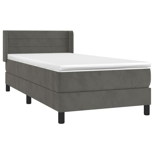 Ramsäng med madrass mörkgrå 80x200 cm sammet