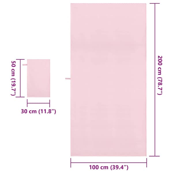 Sporthandduk Set 2 pcs Rosa tyg