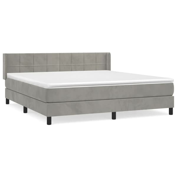 Ramsäng med madrass ljusgrå 160x200 cm sammet