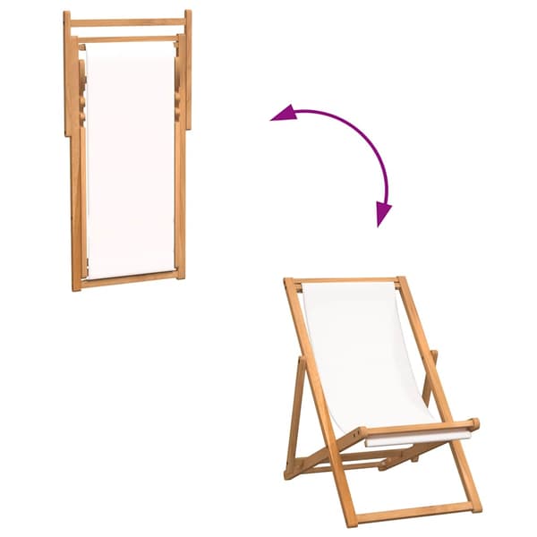 Strandstol teakträ 56x105x96 cm gräddvit