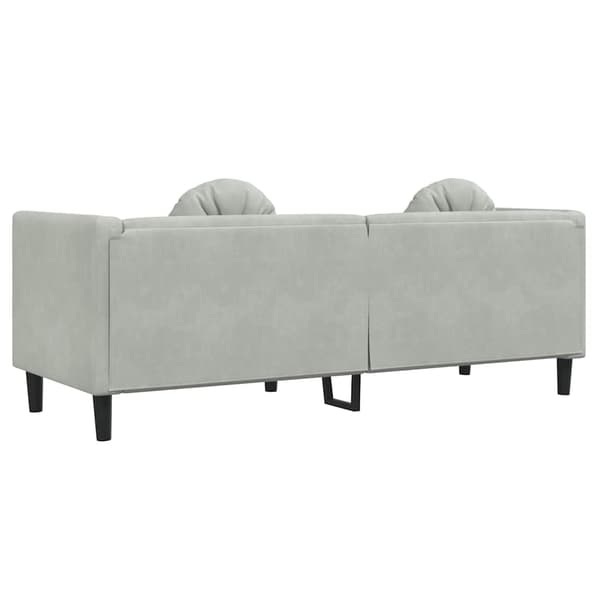 Soffa med kuddar 3-sits ljusgrå sammet
