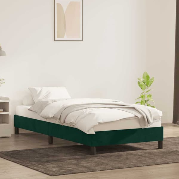 Sängram utan madrass mörkgrön 90x210 cm sammet