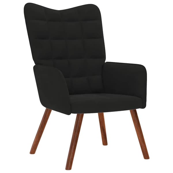 Relaxfåtölj med pall svart sammet