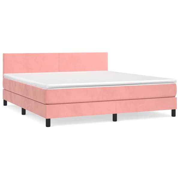 Ramsäng med madrass rosa 160x200 cm sammet