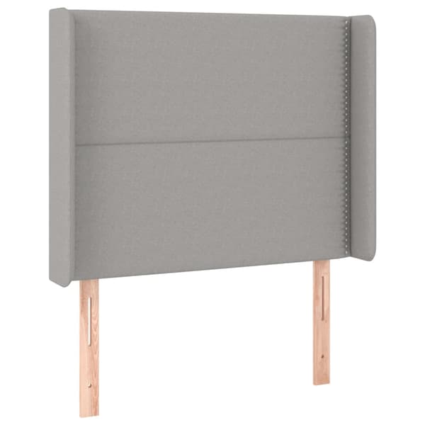Ramsäng med madrass & LED ljusgrå 90x190 cm tyg