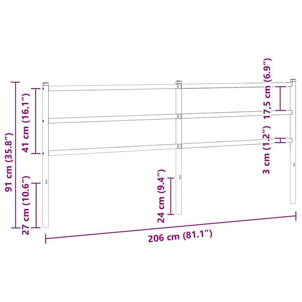 Ersättningsgavel metall svart 200 cm