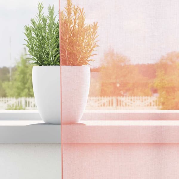 Voile gardiner med stångfickor 2 st rosa