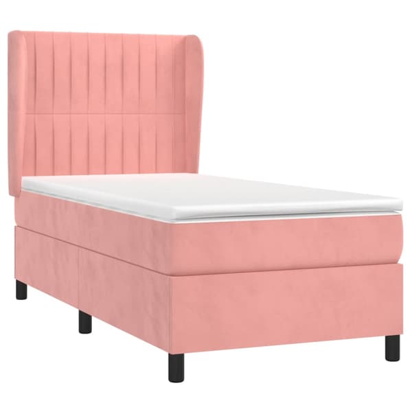 Ramsäng med madrass rosa 90x200 cm sammet