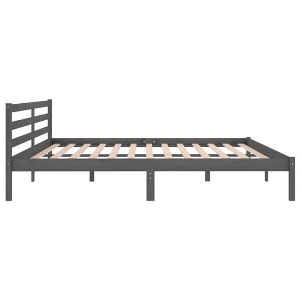 Sängram massiv furu 200x200 cm grå