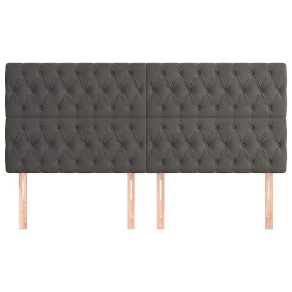 Sänggavel mörkgrå 200x7x118/128 cm sammet