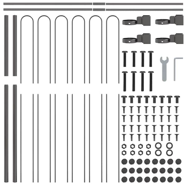 Trädgårdsstängsel 4 pcs Grå 6,8 x 1,5 m Pulverlackerad stål