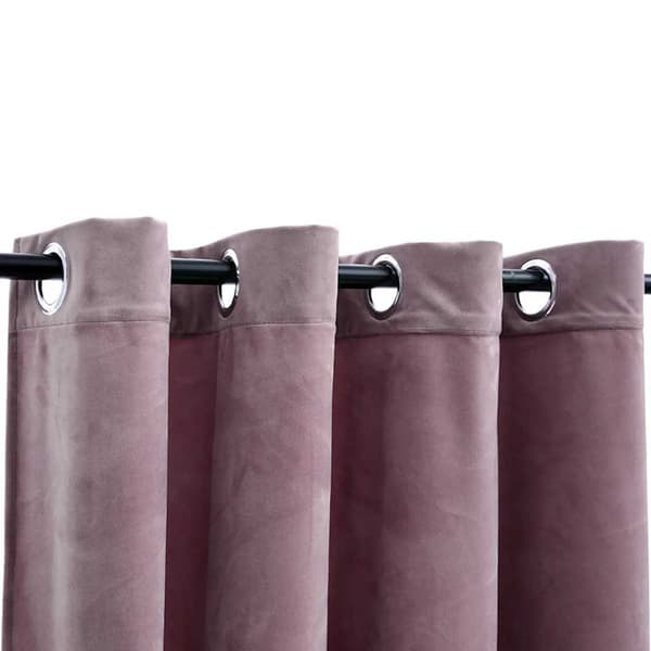 Mörkläggningsgardiner med ringar 2 st rosa sammet 140x245 cm