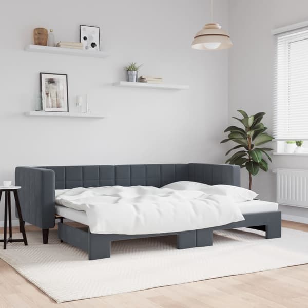 Dagbädd utdragbar mörkgrå 80x200 cm sammet