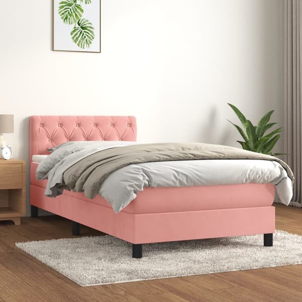 Ramsäng med madrass rosa 80x200 cm sammet
