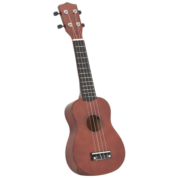 Ukulele med väska för barn sopran mörkt trä 21"