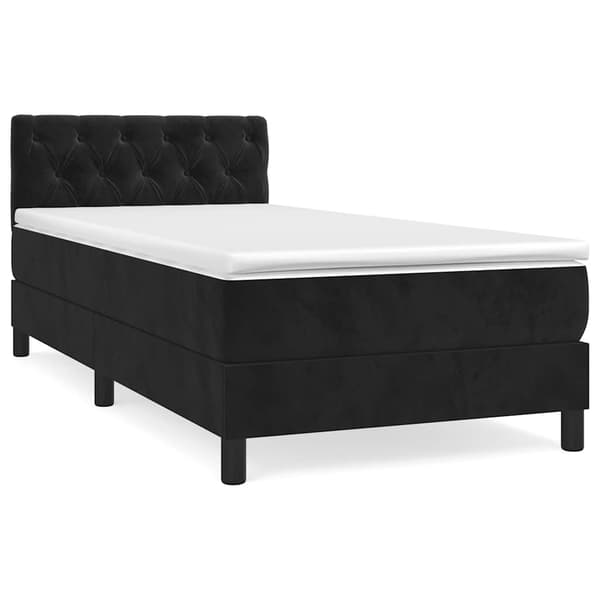 Ramsäng med madrass svart 80x200 cm sammet