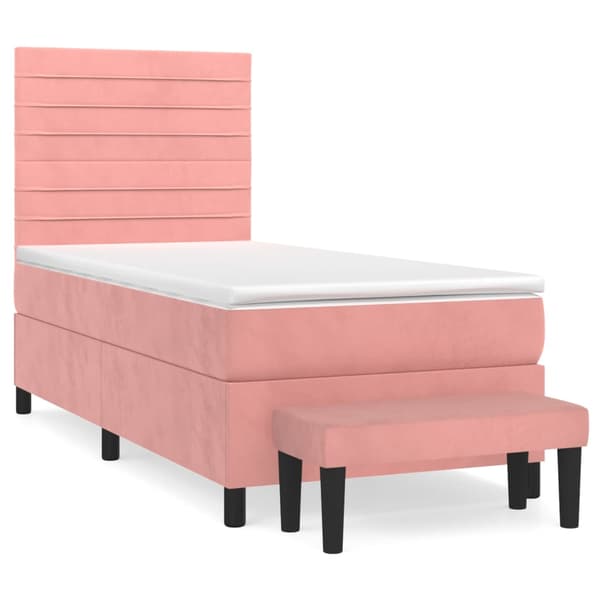 Ramsäng med madrass rosa 90x190 cm sammet