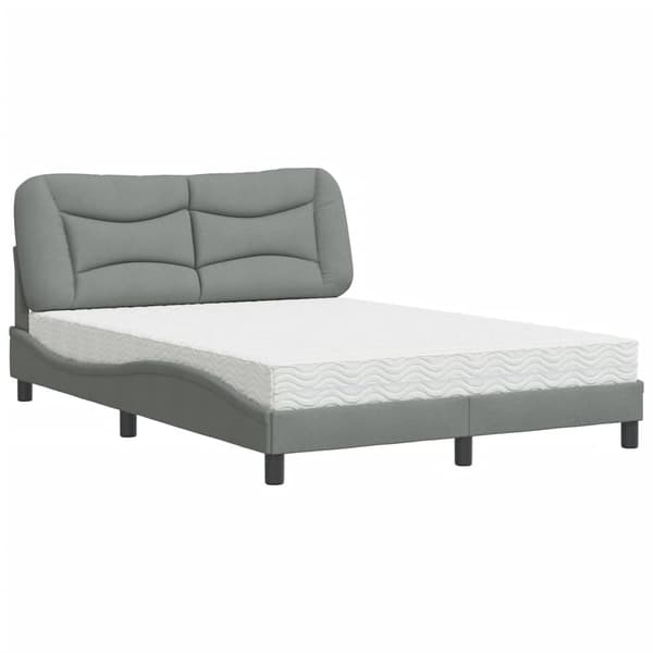 Bed with Mattress "Hvar" Light Grey 120x200 cm Fabric