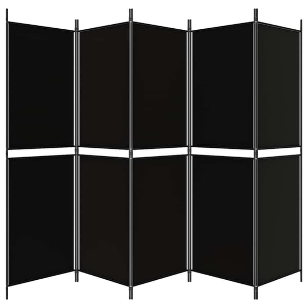Rumsavdelare 5 paneler svart 250x180 cm tyg