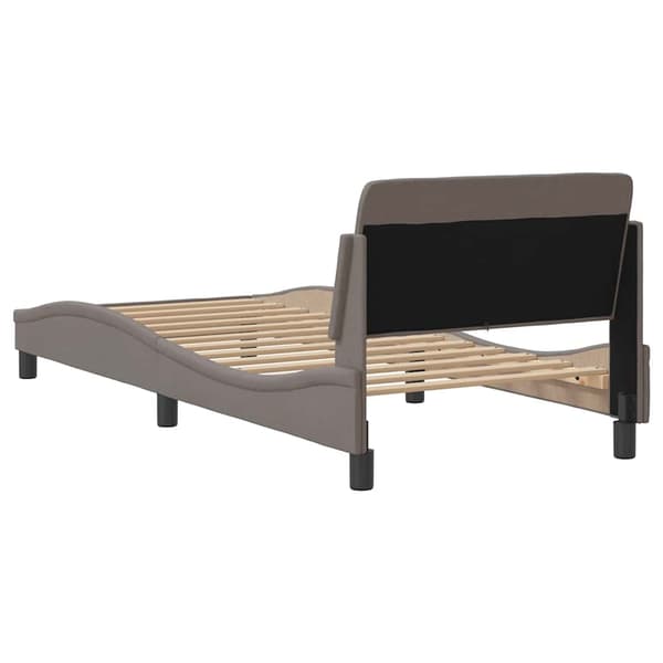 Bed Frame with Headboard "Dover" Taupe 90x200 cm Fabric