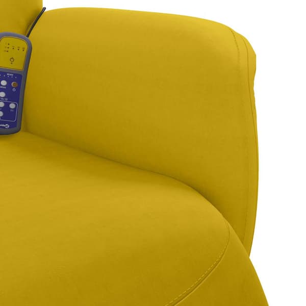 Massagefåtölj med fotstöd gul sammet