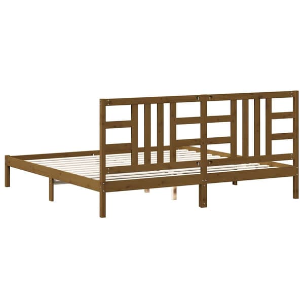 Sängram honungsbrun massivt trä 200x200 cm