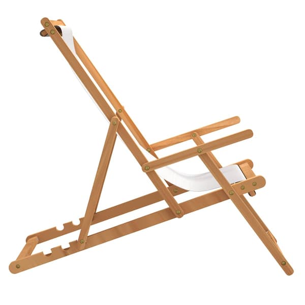 Hopfällbar stol massivt trä teak creme