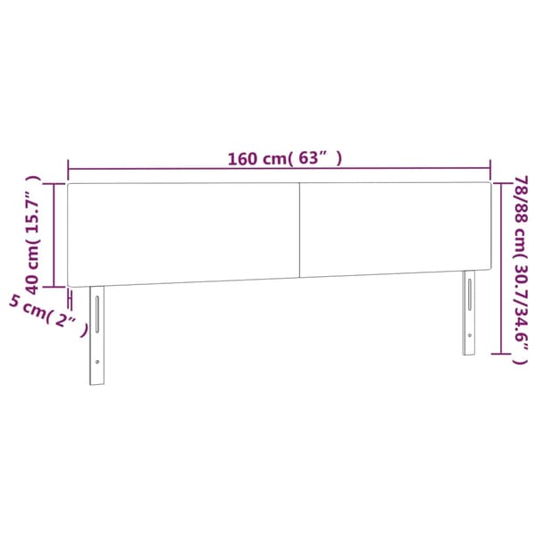 Sänggavel LED mörkgrå 160x5x78/88 cm sammet