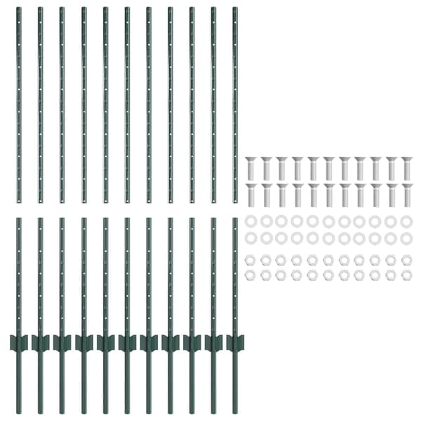 Stängselstolpe 11 pcs Grön 120 cm Stål