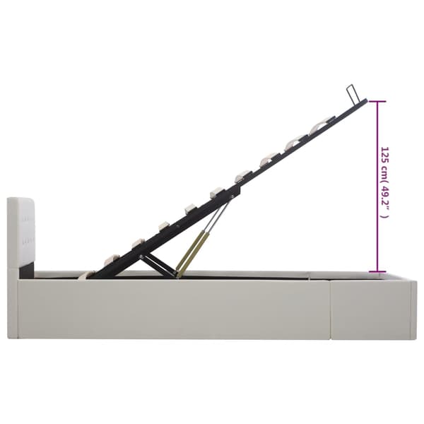 Sängram hydraulisk förvaring vit konstläder 100x200 cm