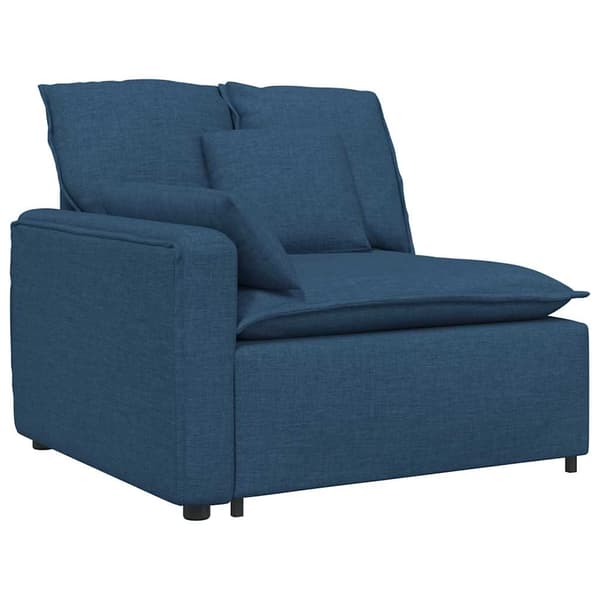 Modulär soffa armstödsändmodul med dynor blå 100 cm