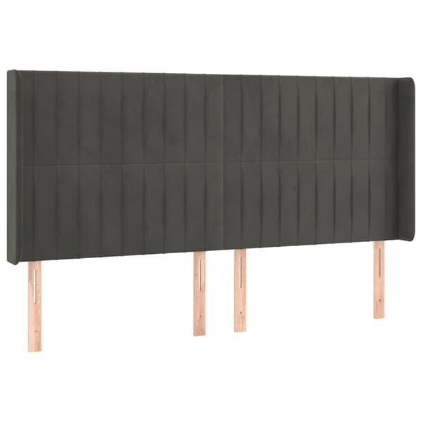 Ramsäng med madrass & LED mörkgrå 180x200 cm sammet