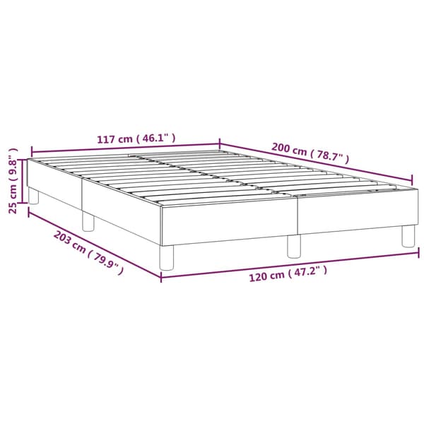 Boxspring-sängram gräddvit 120x200 cm tyg