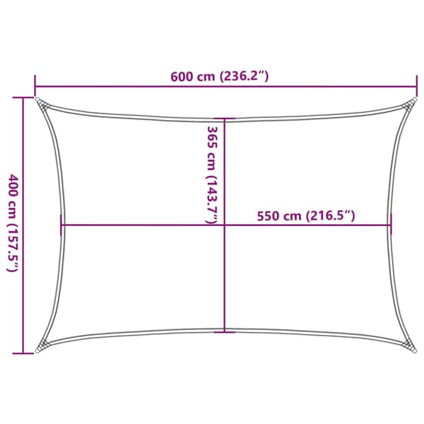 Solsegel ljusgrå 6x4 m 100% polyesteroxford