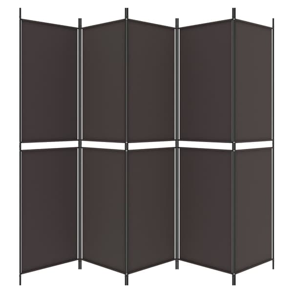 Rumsavdelare 5 paneler brun 250x200 cm tyg