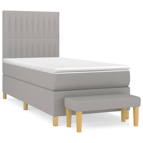 Ramsäng med madrass ljusgrå 100x200 cm tyg