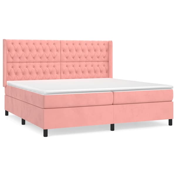 Ramsäng med madrass rosa 200x200 cm sammet