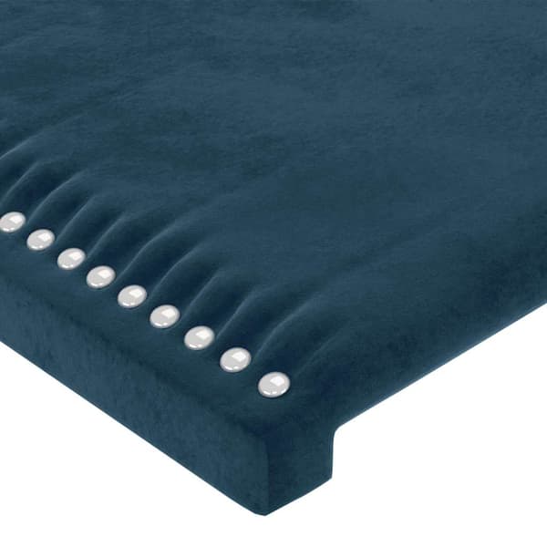 Sänggavel mörkblå 200x5x118/128 cm sammet