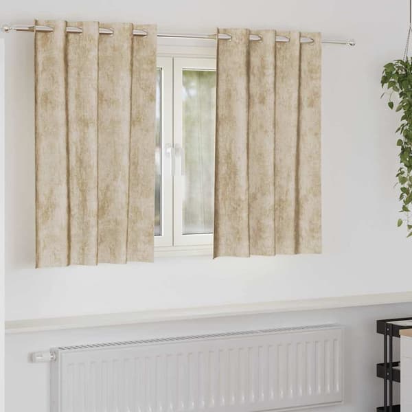 Sammetsgardiner 2 st Kräm 140 x 140 cm Sammet